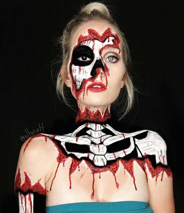 Scary Skeleton Halloween Makeup Look