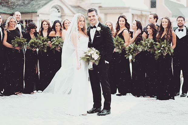 Black Winter Bridesmaids Greenery Winter Bouquets