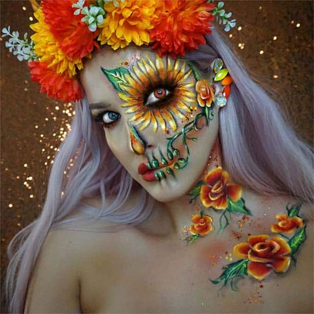 Floral Sugar Skull Makeup