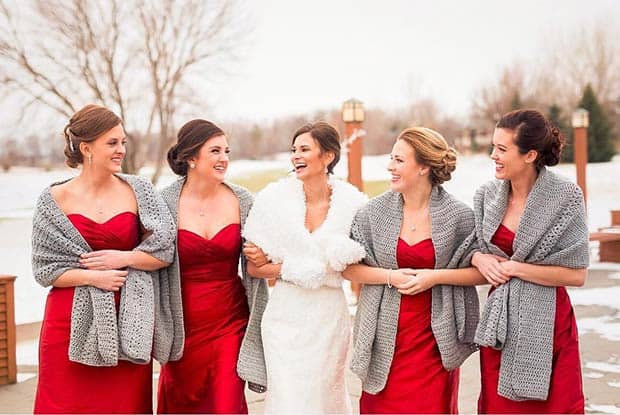 Knitted Scarf Cover Ups for Winter Bridesmaids