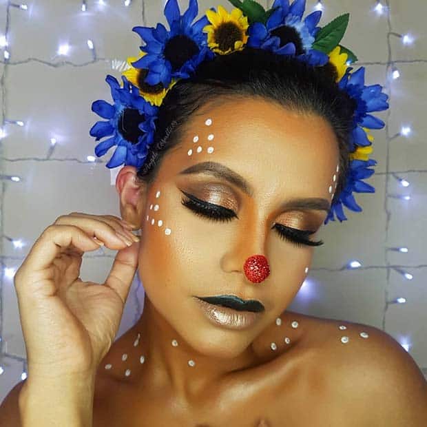 Glam Deer Makeup with Floral Headband