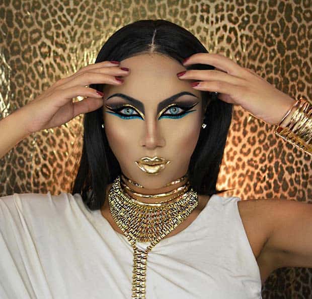 Glam Eye Makeup and Gold Lips