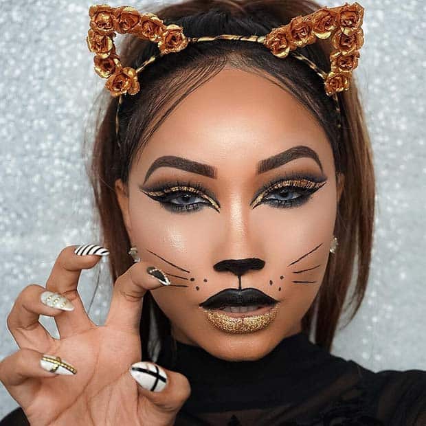 Gold Cat Makeup for Halloween