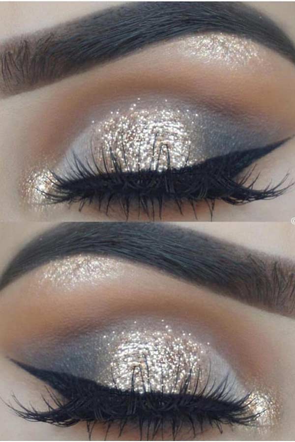 Gold Glitter and Smokey Eyes