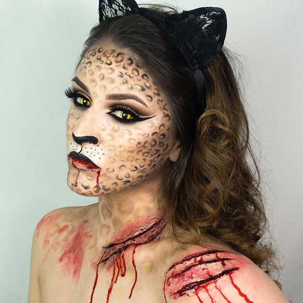 Gory Leopard Makeup