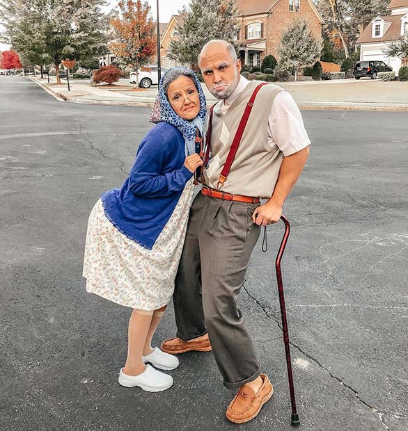 Grandma and Grandpa Couple's Halloween Costumes