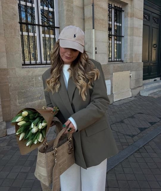 Green Blazer with White Pants