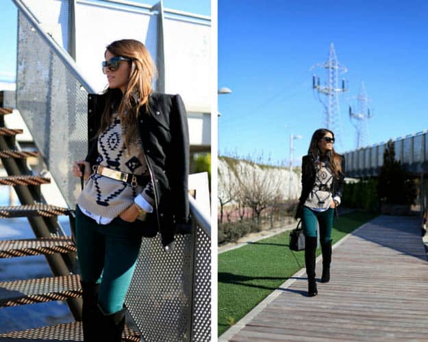 Green Pants Overknee Boots Outfit