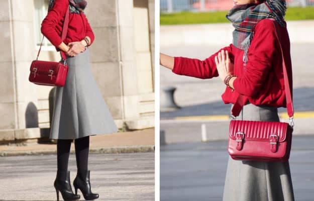 Grey Midi Skirt Winter Outfit Idea