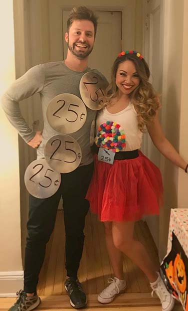 Gumball Machine and Money Couples Costume Idea