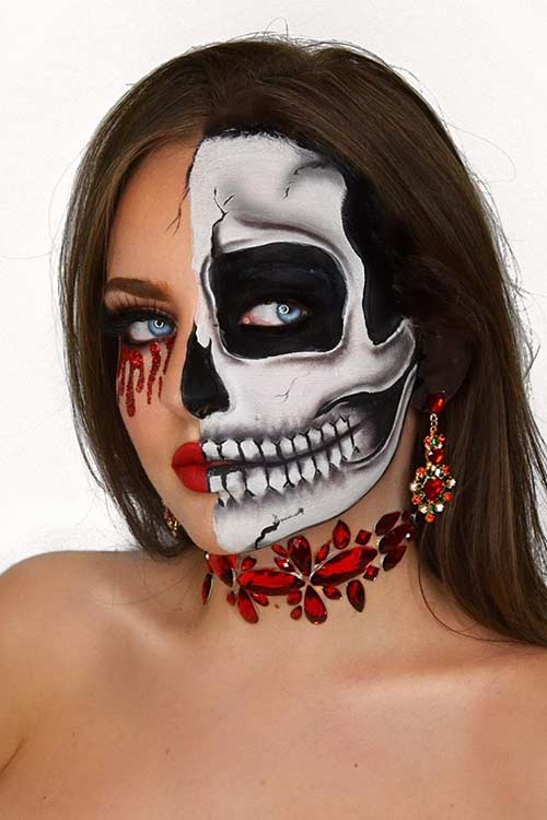 Half Face Halloween Makeup