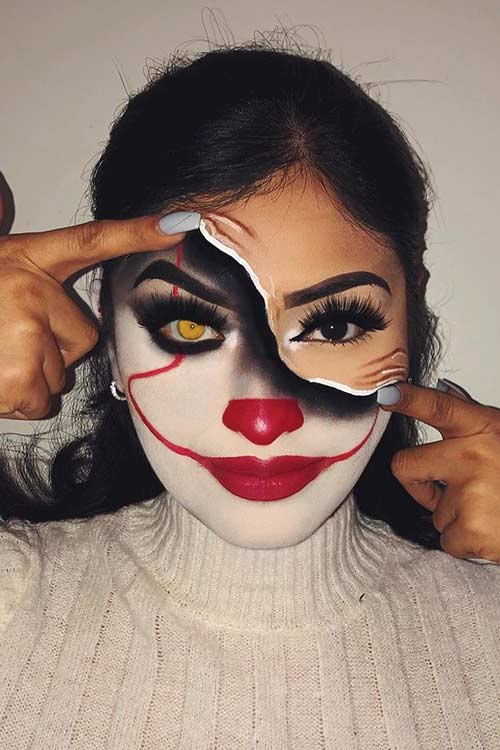 Half Face IT Clown Makeup
