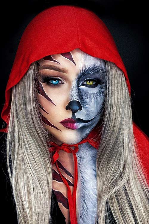 Half Face Red Riding Hood