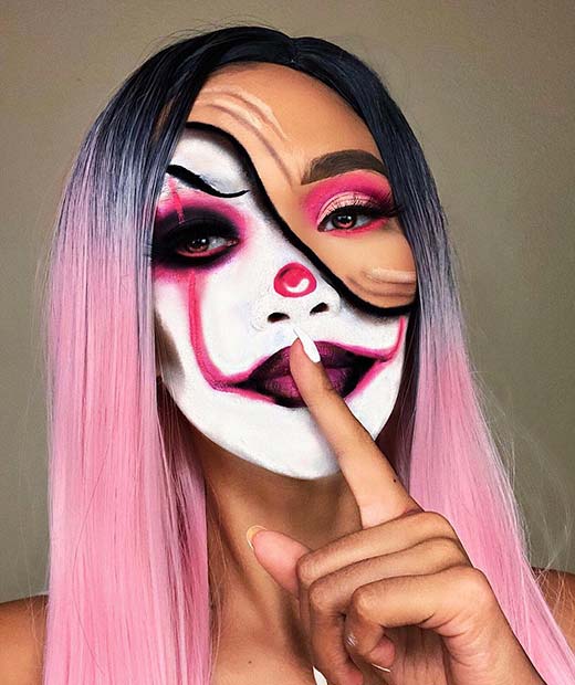 Half Pennywise Illusion Makeup