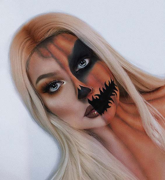Half Pumpkin, Half Human Makeup