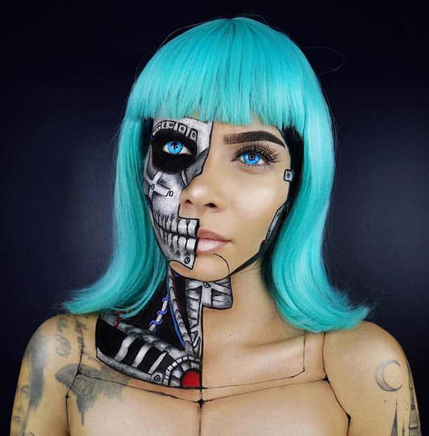 Half Robot Halloween Makeup