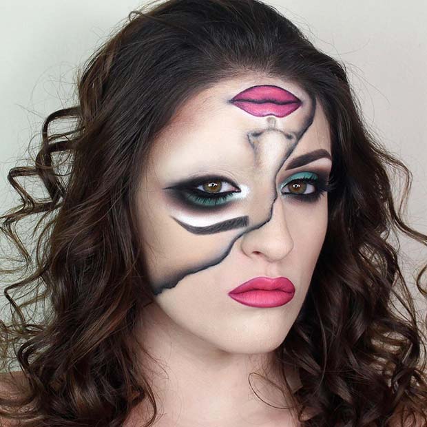 Trippy Two Faced Illusion Makeup Look