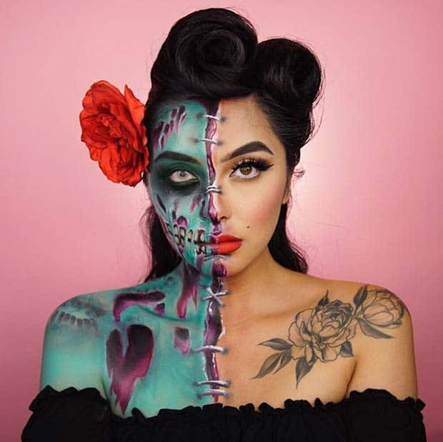 Pin Up Zombie Halloween Makeup