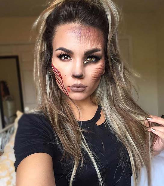 Half Werewolf Makeup