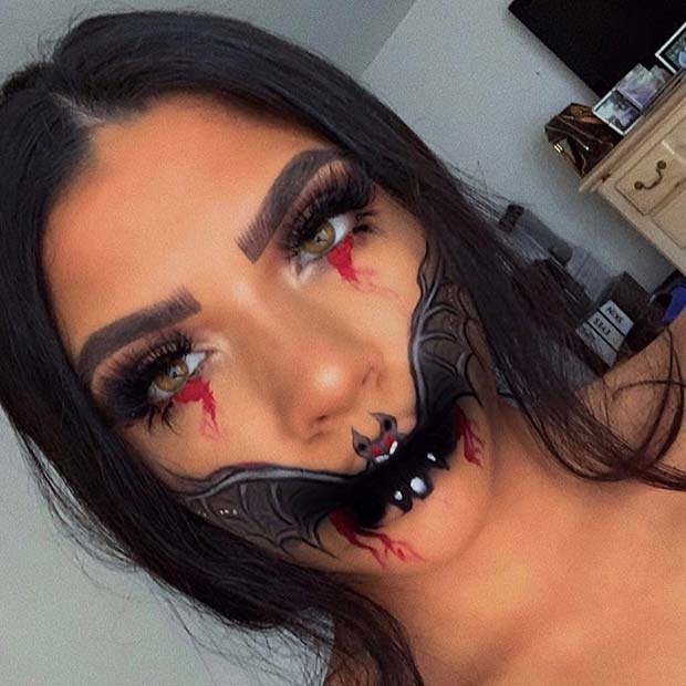 Creepy Halloween Bat Makeup