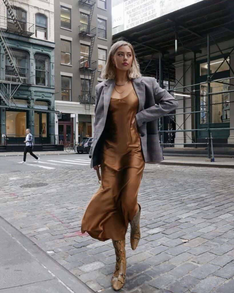 blazer and slip dress outfit