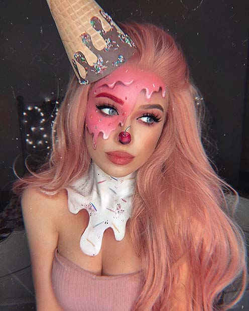 Ice Cream Makeup and Costume