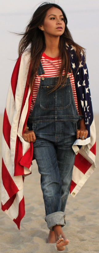 Denim + Red and White Stripes