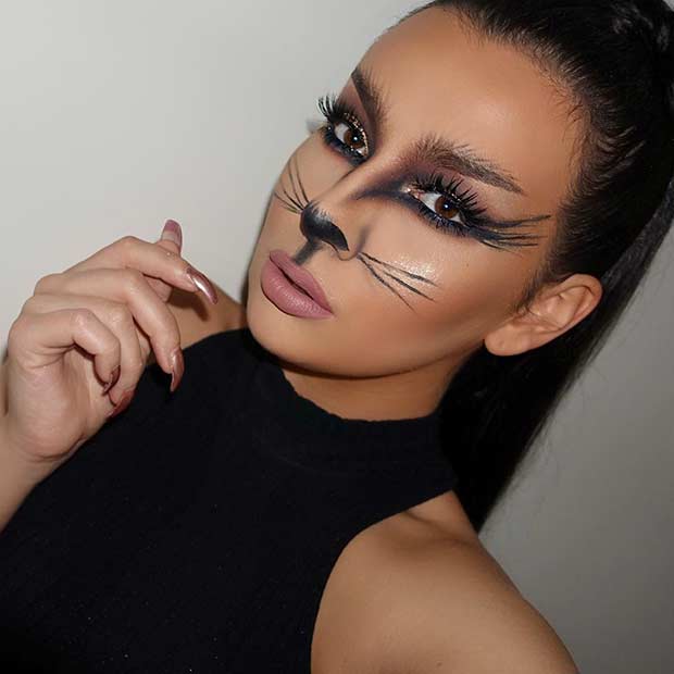 Hot Cat Halloween Makeup Idea