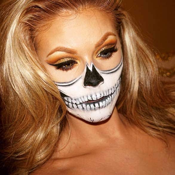 Half Skull Halloween Makeup Look