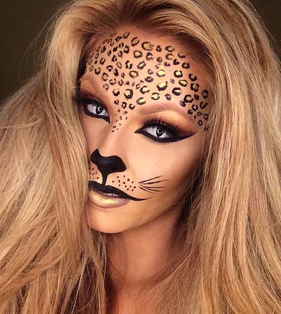 Black and Gold DIY Cheetah Halloween Makeup