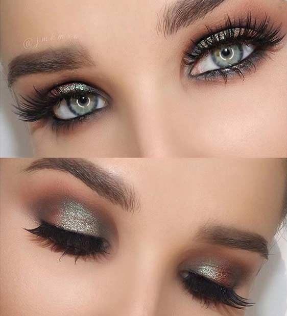 Teal Green Smokey Eye Look for Blue Eyes