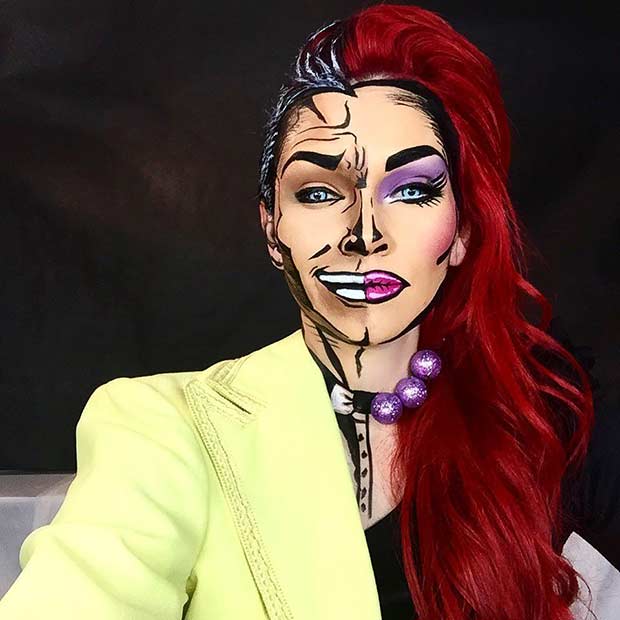 Cartoon Half Man Half Woman Halloween Makeup