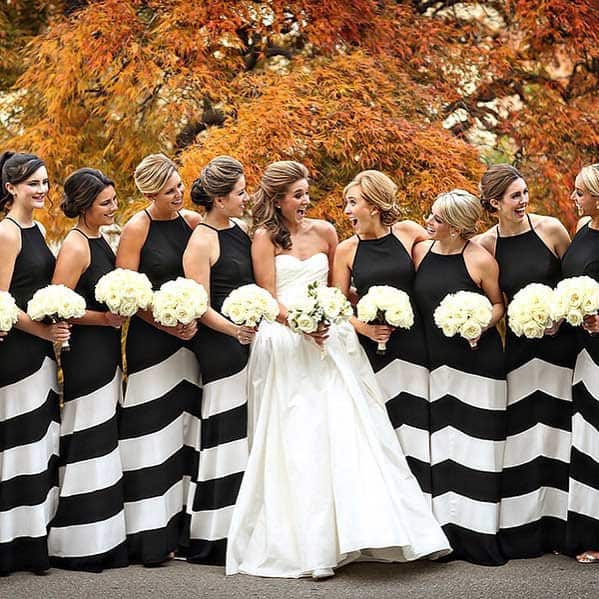 Long Striped Bridesmaid Dresses