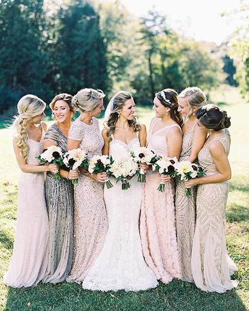 Mismatched Neutral Bridesmaid Dresses