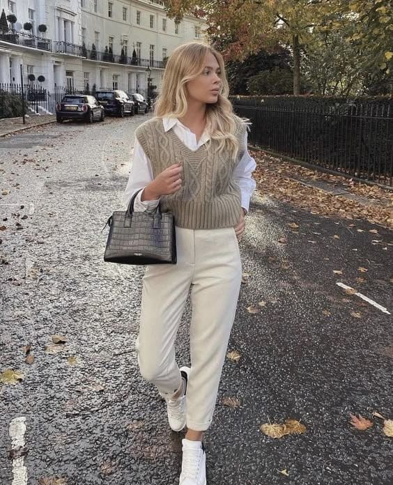 Layered Sweater and Shirt Combo