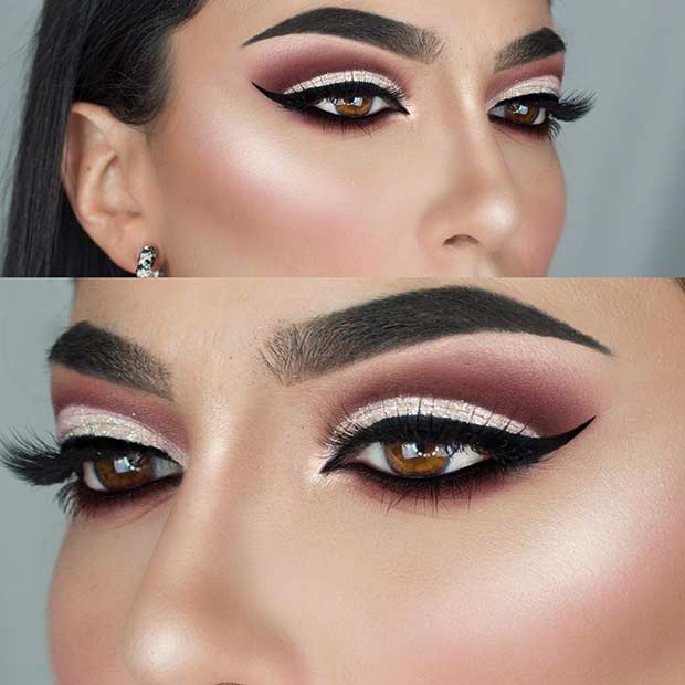Elegant Burgundy Cut Crease Makeup Look