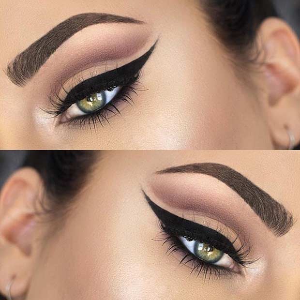 Smokey Brown Cut Crease Wedding Eye Makeup Look