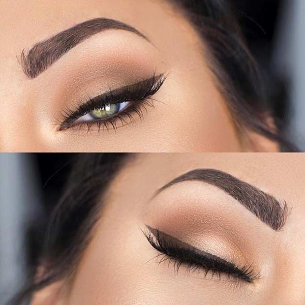 Brown Winged Liner Makeup Look