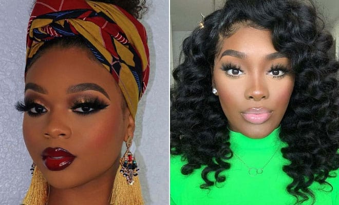 Beautiful Black women with bold makeup, natural curls, and vibrant fashion inspiration ideas.