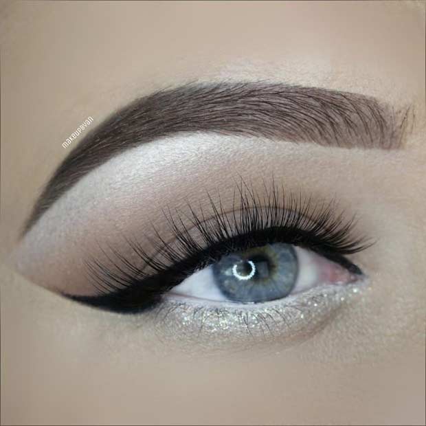 Silver Glitter Wedding Eye Makeup Look