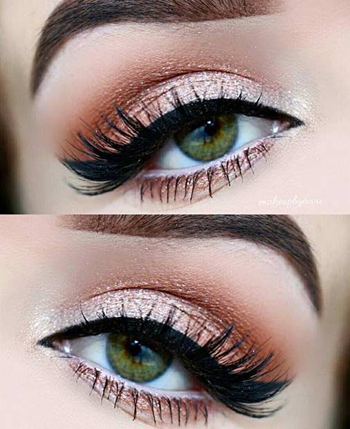 Champagne Orange Eye Makeup Look for Green Eyes