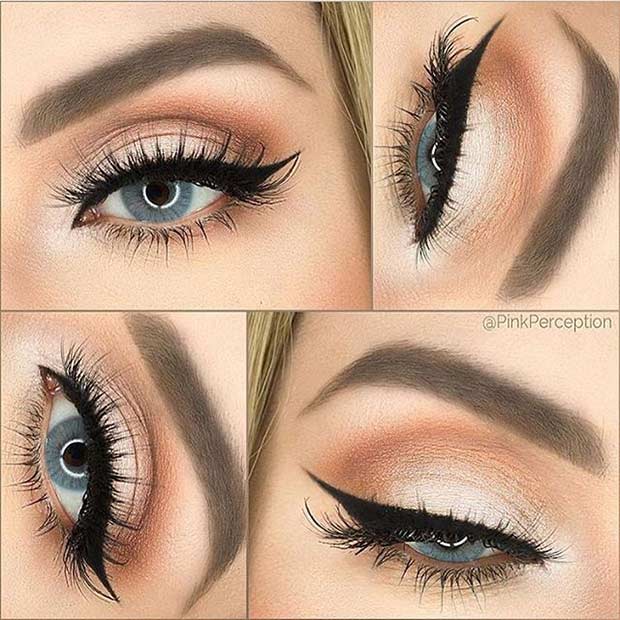 Soft Peach Wedding Makeup Look for Blue Eyes