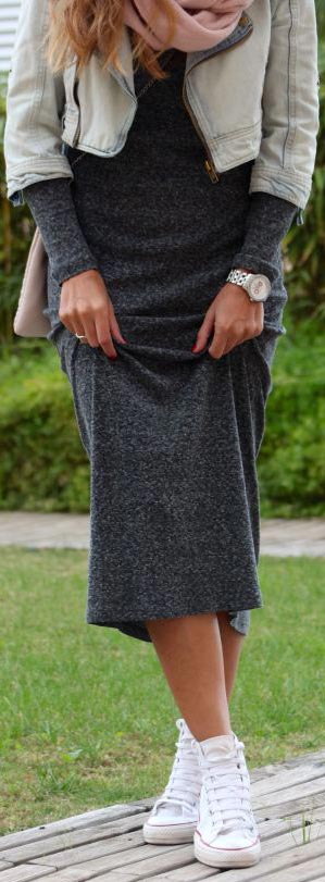Maxi Dress Converse Sneakers Outfit