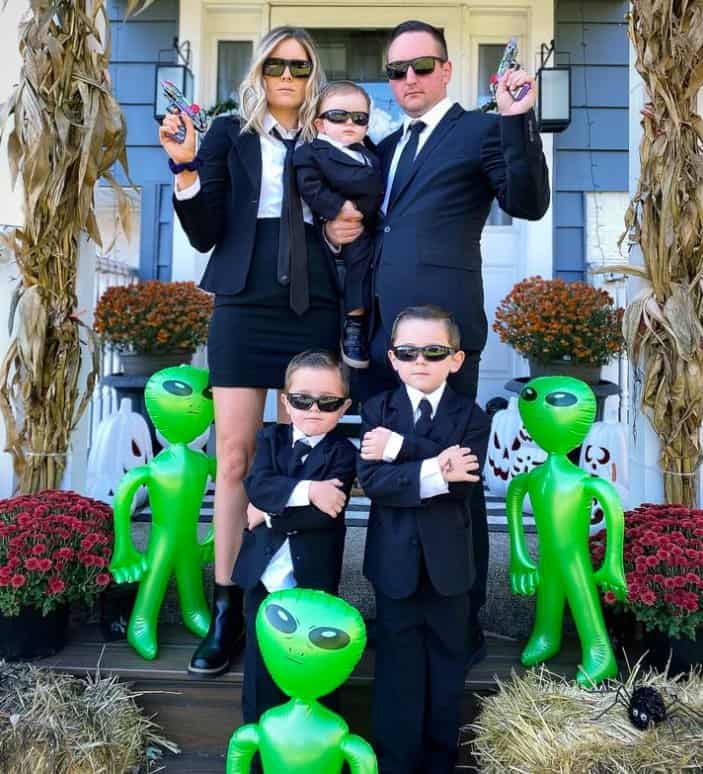 Men in Black Family Costume with Black Suits and Sunglasses