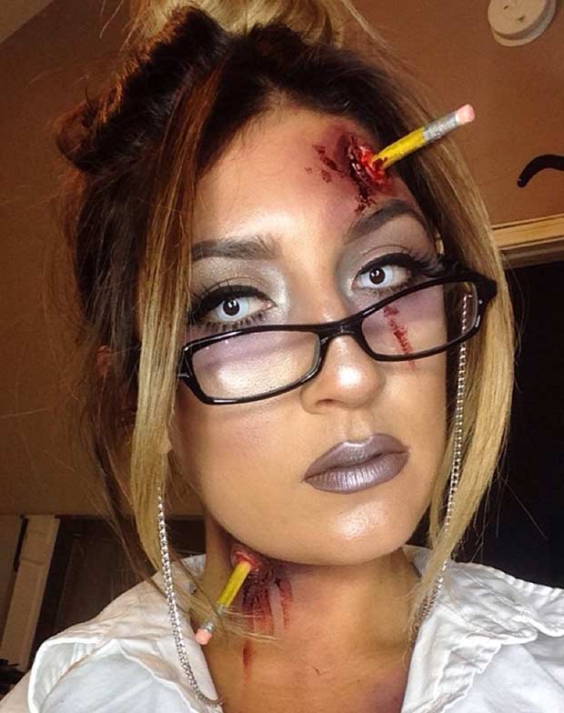 Zombie Teacher Halloween Makeup Look