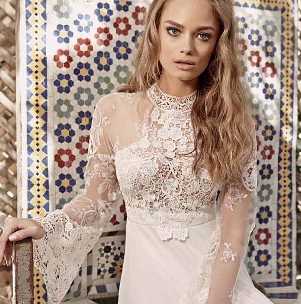 Boho Lace Sleeved Dress for Summer Wedding Dresses for Brides