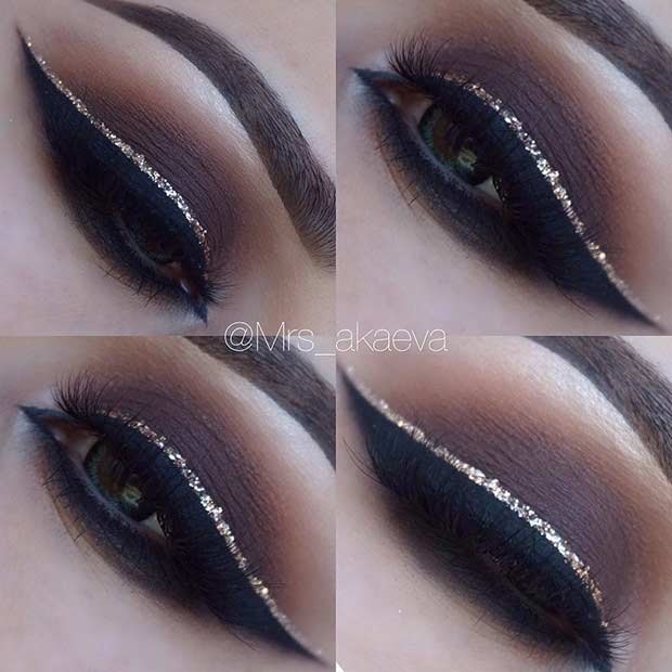Brown Smokey Eye with a Pop of Glitter