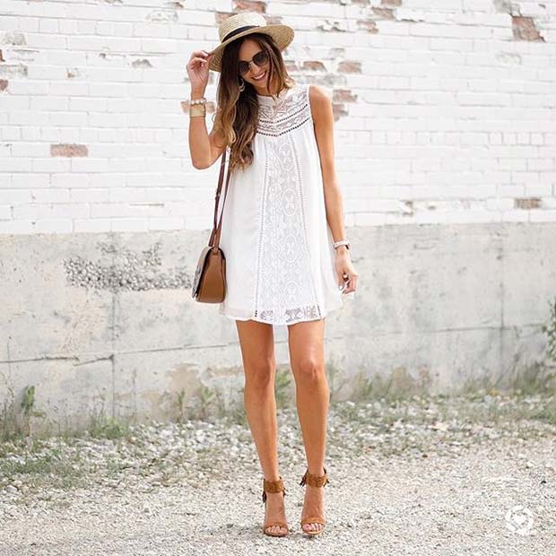 Trendy Short White Dress and Heels