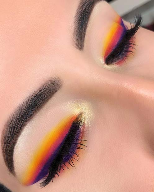 Neon Stripes Eye Makeup Idea