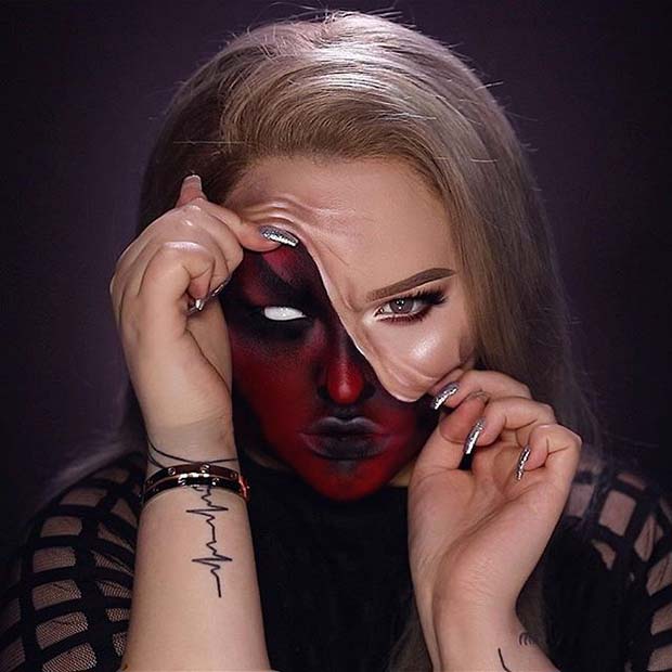 Gruesome Face Makeup for Creepy Halloween Makeup Ideas
